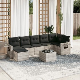 Garden sofa set 8 pieces and gray synthetic rattan cushions by , Garden sets - Ref: Foro24-3220491, Price: 545,12 €, Discount: %