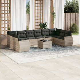 Set de sofás de jardín 11 pzas y cojines ratán sintético gris de , Sofás modulares de exterior - Ref: Foro24-3221881, Precio:...