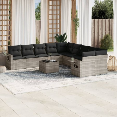 Garden sofa set 11 pieces and gray synthetic rattan cushions by , Garden sets - Ref: Foro24-3253059, Price: 819,25 €, Discoun...