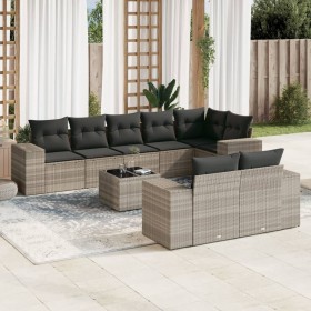 Garden furniture set 9 pieces and light gray synthetic rattan cushions by , Garden sets - Ref: Foro24-3255169, Price: 732,99 ...