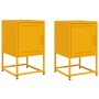 Bedside tables 2 units yellow mustard steel 36x39x60.5 cm by , Nightstands - Ref: Foro24-846453, Price: 91,99 €, Discount: %