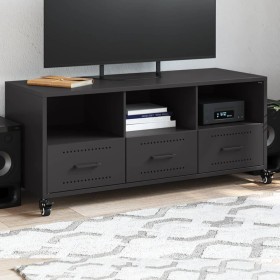 Mueble para TV acero laminado en frío negro 100,5x39x43,5 cm de , Muebles TV - Ref: Foro24-846692, Precio: 107,99 €, Descuent...