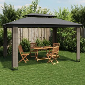 Gazebo with double anthracite gray fabric roof 3.94x2.96 m by , Tents and gazebos - Ref: Foro24-368447, Price: 375,12 €, Disc...