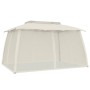 Double-roof gazebo with cream steel mesh walls 3.93x2.93 m by , Tents and gazebos - Ref: Foro24-368451, Price: 255,43 €, Disc...