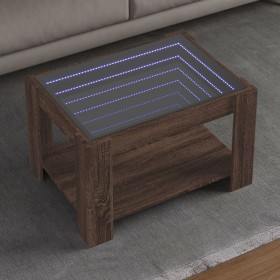 Mesa de centro y LED madera ingeniería marrón roble 73x53x45 cm de , Mesas de centro - Ref: Foro24-847552, Precio: 136,99 €, ...