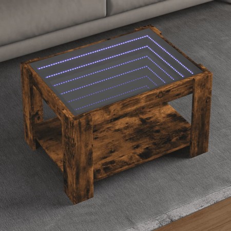 Center table and LED smoked oak engineered wood 73x53x45cm by , Coffee table - Ref: Foro24-847550, Price: 132,48 €, Discount: %