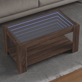 Mesa de centro y LED madera ingeniería marrón roble 93x53x45 cm de , Mesas de centro - Ref: Foro24-847559, Precio: 155,99 €, ...