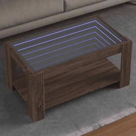 Mesa de centro y LED madera ingeniería marrón roble 93x53x45 cm de , Mesas de centro - Ref: Foro24-847559, Precio: 155,05 €, ...