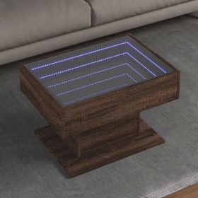 Mesa de centro y LED madera ingeniería marrón roble 70x50x45 cm de , Mesas de centro - Ref: Foro24-847538, Precio: 142,99 €, ...