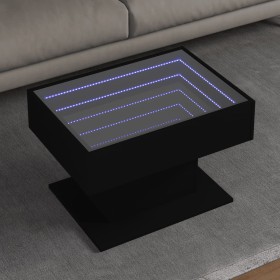 Center table with LED lights, engineered wood, black, 70x50x45 cm by , Coffee table - Ref: Foro24-847533, Price: 142,99 €, Di...