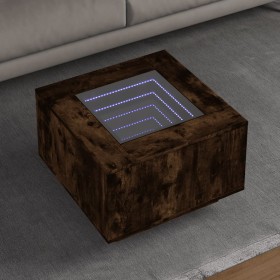 Center table and LED smoked oak engineered wood 60x60x40cm by , Coffee table - Ref: Foro24-847571, Price: 129,99 €, Discount: %