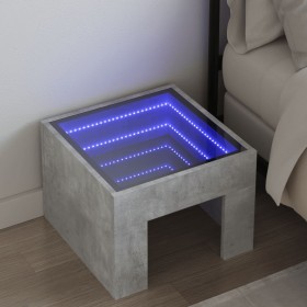 Bedside table with Infinity LED gray concrete 40x40x30 cm by , Nightstands - Ref: Foro24-3284073, Price: 68,99 €, Discount: %