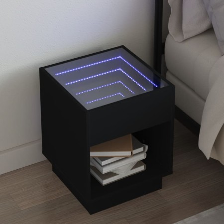 Bedside table with Infinity LED black 40x40x50 cm by , Nightstands - Ref: Foro24-3284078, Price: 80,54 €, Discount: %