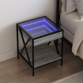 Coffee table with Infinity LED gray Sonoma 40x40x49 cm by , Nightstands - Ref: Foro24-3284099, Price: 75,09 €, Discount: %