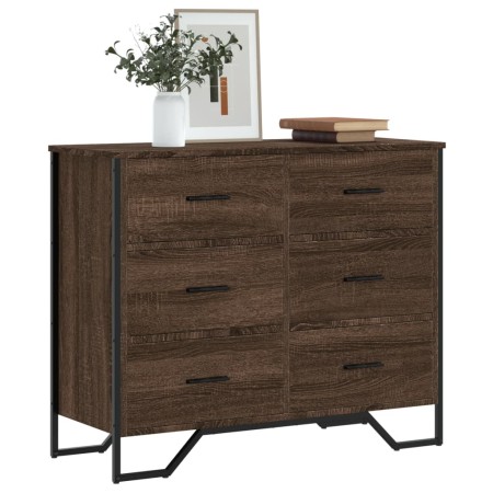 Engineered wood brown oak chest of drawers 91x35.5x74.5 cm by , Drawers - Ref: Foro24-3295306, Price: 158,78 €, Discount: %