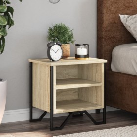 Bedside table made of plywood in oak color, measuring 40x30x40 cm. by , Nightstands - Ref: Foro24-848496, Price: 41,99 €, Dis...