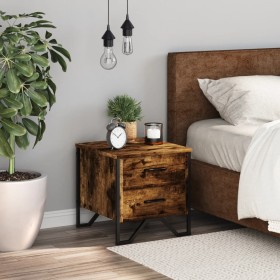 Engineered wood smoked oak bedside table 40x30x40 cm by , Nightstands - Ref: Foro24-848518, Price: 43,25 €, Discount: %