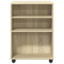 Side table with wheels, Sonoma engineered wood, 55x60x78 cm by , Filing cabinets - Ref: Foro24-853157, Price: 87,88 €, Discou...