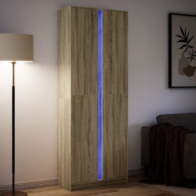 Aparador con LED madera ingeniería roble Sonoma 74x32,5x200 cm de , Aparadores - Ref: Foro24-3307893, Precio: 199,99 €, Descu...