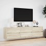 Wall-mounted TV unit with LED Sonoma oak 180x31x45 cm by , TV Furniture - Ref: Foro24-3307935, Price: 175,09 €, Discount: %