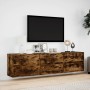 Wall-mounted TV unit with LED smoked oak 180x31x45 cm by , TV Furniture - Ref: Foro24-3307937, Price: 175,09 €, Discount: %