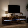 Wall-mounted TV unit with LED smoked oak 180x31x45 cm by , TV Furniture - Ref: Foro24-3307937, Price: 175,09 €, Discount: %