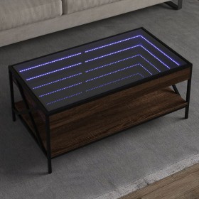 Mesa de centro con Infinity LED marrón roble 90x50x38 cm de , Mesas de centro - Ref: Foro24-847711, Precio: 122,99 €, Descuen...