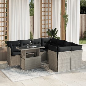 Set muebles jardín 9 pzas y cojines ratán sintético gris claro de , Conjuntos de jardín - Ref: Foro24-3266432, Precio: 699,92...