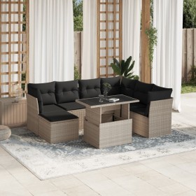 Gartensofagarnitur 8-teilig mit grauen Polstern aus synthetischem Rattan von , Gartensets - Ref: Foro24-3266762, Preis: 599,9...