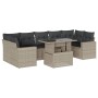 Garden sofa set 8 pieces and gray synthetic rattan cushions by , Garden sets - Ref: Foro24-3267152, Price: 641,77 €, Discount: %