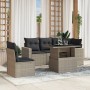 Garden sofa set 6 pieces and gray synthetic rattan cushions by , Garden sets - Ref: Foro24-3267282, Price: 510,66 €, Discount: %