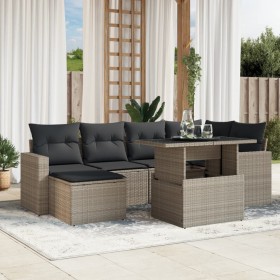 7-piece garden sofa set with light gray PE rattan cushions by , Garden sets - Ref: Foro24-3267422, Price: 539,99 €, Discount: %