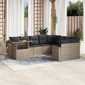 Set of 10-piece garden sofas with light gray synthetic rattan cushions by , Garden sets - Ref: Foro24-3267512, Price: 772,59 ...