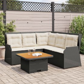 Garden set with 4-piece black synthetic rattan cushions by , Garden sets - Ref: Foro24-3262145, Price: 593,69 €, Discount: %