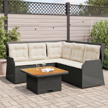 Garden set with 4-piece black synthetic rattan cushions by , Garden sets - Ref: Foro24-3262145, Price: 594,32 €, Discount: %