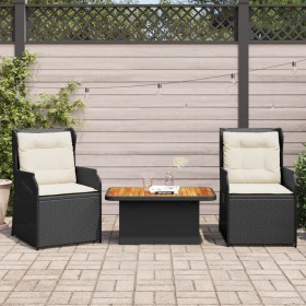 3-teiliges Gartenmöbel-Set und Kissen aus schwarzem Kunststoff-Rattan von , Gartensets - Ref: Foro24-3262731, Preis: 331,99 €...