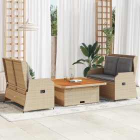 Garden furniture set 3 pieces and beige synthetic rattan cushions by , Garden sets - Ref: Foro24-3262744, Price: 622,15 €, Di...