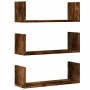 Wall shelves 3 units engineered wood smoked oak 58x18x18cm by , Shelves and shelves - Ref: Foro24-853285, Price: 29,60 €, Dis...