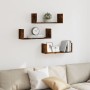 Wall shelves 3 units engineered wood smoked oak 58x18x18cm by , Shelves and shelves - Ref: Foro24-853285, Price: 29,60 €, Dis...