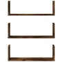 Wall shelves 3 units engineered wood smoked oak 58x18x18cm by , Shelves and shelves - Ref: Foro24-853285, Price: 29,60 €, Dis...