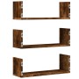 Wall shelves 3 units engineered wood smoked oak 58x18x18cm by , Shelves and shelves - Ref: Foro24-853285, Price: 29,60 €, Dis...