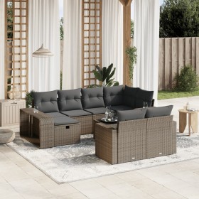 Gartensofagarnitur 11-teilig mit grauen Polstern aus synthetischem Rattan von , Gartensets - Ref: Foro24-3266252, Preis: 691,...