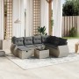 Garden sofa set 8 pieces and gray synthetic rattan cushions by , Garden sets - Ref: Foro24-3264158, Price: 567,60 €, Discount: %