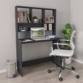 Escritorio con estantes madera contrachapada gris 110x45x157 cm de , Escritorios - Ref: Foro24-800389, Precio: 86,99 €, Descu...