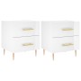 Bedside table 2 units engineered wood glossy white 40x35x47.5cm by , Nightstands - Ref: Foro24-827281, Price: 128,03 €, Disco...