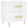 Bedside table 2 units engineered wood glossy white 40x35x47.5cm by , Nightstands - Ref: Foro24-827281, Price: 128,03 €, Disco...