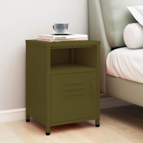 Bedside table in olive green steel, 35x35x51 cm by , Nightstands - Ref: Foro24-336216, Price: 86,03 €, Discount: %