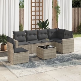 7-piece garden sofa set with light gray PE rattan cushions by , Garden sets - Ref: Foro24-3219032, Price: 489,31 €, Discount: %