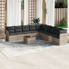 Set of 10-piece garden sofas with light gray synthetic rattan cushions by , Garden sets - Ref: Foro24-3217792, Price: 687,35 ...