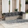 Garden sofa set 6 pieces and gray synthetic rattan cushions by , Garden sets - Ref: Foro24-3217662, Price: 443,21 €, Discount: %